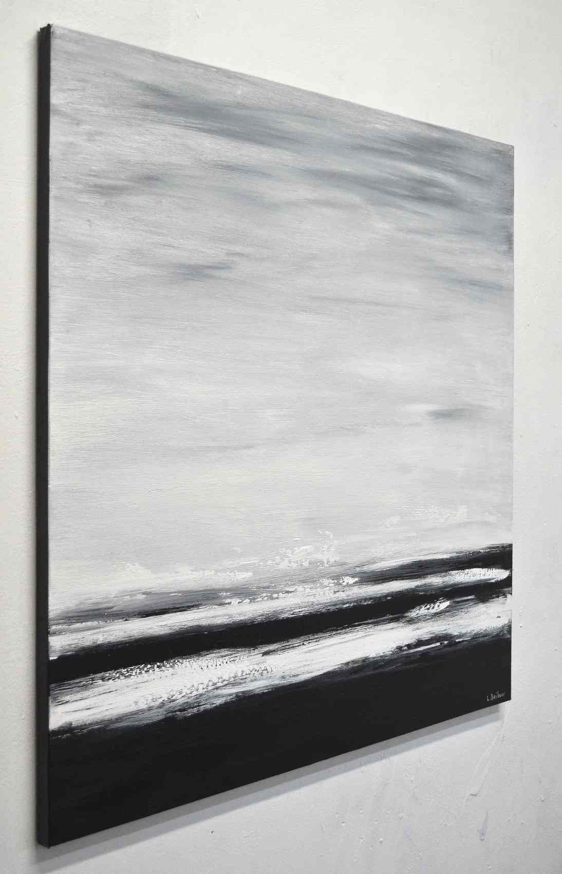 Black Painting White Contemporary Abstract Canvas Artwork Y5EPQ wall art